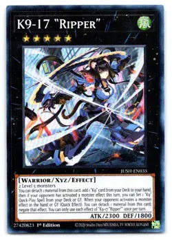 Yugioh K9-17 "Ripper" Super Rare Justice Hunters JUSH-EN035 - Image 1