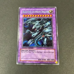 Yugioh Blue-Eyes Ultimate Dragon RP01-EN000 Secret Rare 1996 Original NM - Image 1