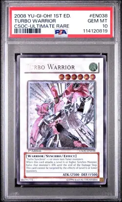 PSA 10 Turbo Warrior GREY MISPRINT Csoc 1st Ed Ultimate Rare Yugioh Gem Mint - Image 2