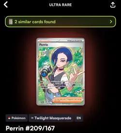 Pokemon TCG Perrin Card Twilight Masquerade Full Art Ultra Rare 209/167 - Image 3