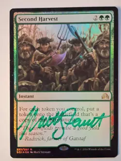 Magic The Gathering - 1x Signed Foil Second Harvest (mtg) Shadows over Innistrad - Image 1