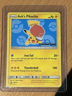 Pokemon Company Ash's Pikachu SM114 Sun & Moon Promo Regular EN 2017 HP70 - Image 1