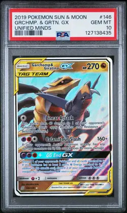 2019 POKEMON SUN & MOON UNIFIED MINDS #146 GARCHOMP & GIRATINA GX PSA 10 - Image 1