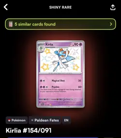 Pokemon TCG Kirlia Holo Card Paldean Fates SV 154/091 NM Shiny Rare - Image 3
