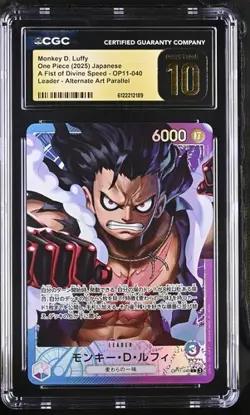 ✨✨ CGC 10 Pristine One Piece Monkey D. Luffy Op11-040 Alternate Art Parallel Jpn - Image 1