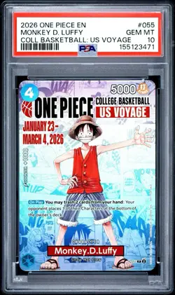 One Piece PSA 10 Monkey D Luffy Promo 2026 P-055 College Basketball English - Image 1