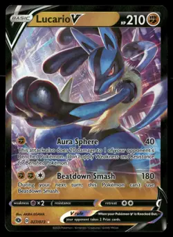 Lucario V 027/073 Holo V Rare Champion's Path Pokemon NM - Image 1