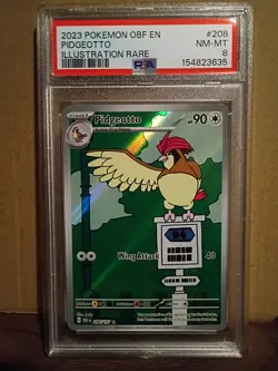 PSA 8 NM-MT Pidgeotto Obsidian Flames Illustration Rare 2023 Pokemon 208/197 - Image 1