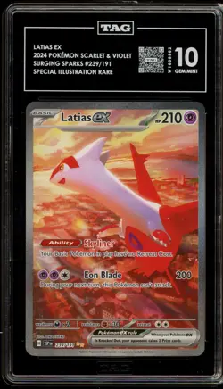 Pokemon Latias ex Surging Sparks Special Illustration Rare #239 TAG 10 Gem Mint - Image 1