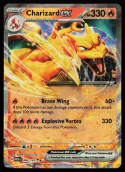 Charizard ex 006/165 Holo Rare English 151 Pokemon Card - Image 1