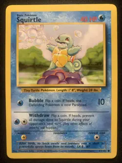 Pokemon TCG Squirtle Base Set, Unlimited Common Card 63/102 Nm - Image 1