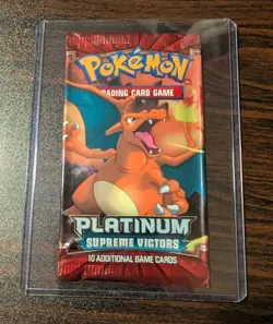 Pokemon Platinum Supreme Victors Empty Booster Pack Charizard Art In Toploader 820650105005 - Image 1