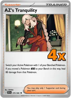 4x AZ's Tranquility 076/086 Chaos Rising - Pokemon TCG - Playset - Image 1
