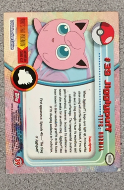 TOPPS POKEMON #39 JIGGLYPUFF 1999 TV ANIMATION EDITION MODERATELY PLAYED - Image 2