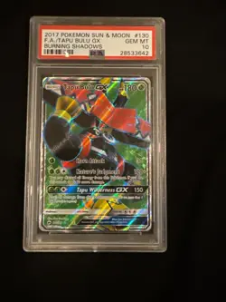 2017 Pokemon Burning Shadows Tapu Bulu GX Full Art #130 PSA 10 GEM MINT LOW POP - Image 1