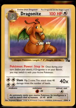 Dragonite (19) Rare Fossil 19/62 MP Pokemon TCG WOTC - Image 1