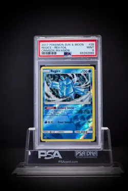 2017 Pokemon Sun & Moon Crimson Invasion 28 Regice Rev Foil PSA 9 - Image 2