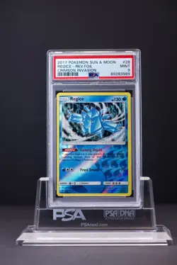 2017 Pokemon Sun & Moon Crimson Invasion 28 Regice Rev Foil PSA 9 - Image 3
