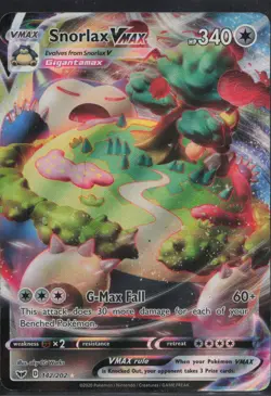 Snorlax VMAX 142/202 Holo VMAX Rare Sword & Shield Pokemon Moderately Played - Image 1