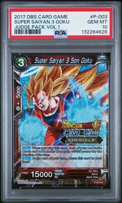 2017 DRAGON BALL SUPER CARD GAME JUDGE PACK 1 #P-003 SUPER SAIYAN 3 GOKU PSA 10 - Image 1