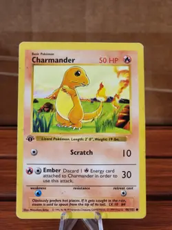 1999 Pokemon TCG Charmander - Shadowless 1st Edition - 46/102 - HP - Base - Image 1