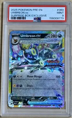 2025 Pokemon Prismatic Evolutions 060 Umbreon ex Surprise Box Stamp Promo PSA 9 - Image 1