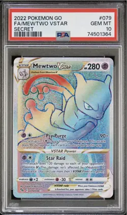 Mewtwo 2022 POKEMON GO SECRET #079 FULL ART/VSTAR PSA 10 Gem Mint - Image 1