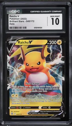 2022 Pokemon Brilliant Stars Holo Raichu V #045 CGC 10 - Image 1