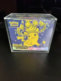 Pokemon TCG Surging Sparks Pokemon Center ETB New Sealed WITH ACRYLIC CASE✅🔥 - Image 1