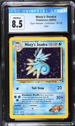 CGC 8.5 - Misty's Seadra [Unlimited] #9 Pokemon Gym Heroes - Holo - Image 1