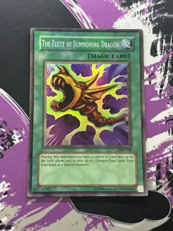 Yugioh The Flute of Summoning Dragon SDK-042 Super Rare OG Prin Heavy Holo Bleed - Image 3