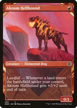 NM Foil Showcase Akoum Hellhound, MTG, Zendikar Rising, Magic the Gathering, 299 - Image 1