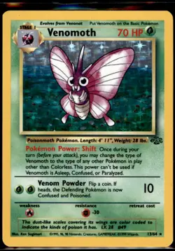 Venomoth (13) Holo Rare Jungle 13/64 MP Pokemon TCG WOTC - Image 1
