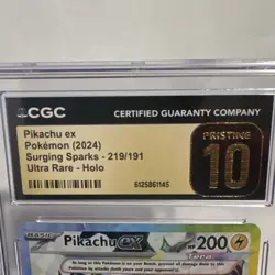 The Pokemon Company Pikachu ex 219/191 Surging Sparks Ultra Rare Holo CGC 10 - Image 3