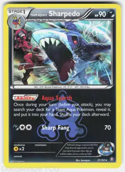 Team Aqua's Sharpedo 21/34 Holo Rare Double Crisis Pokemon Holo NM - Image 1