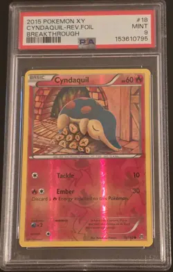 Pokemon TCG Cyndaquil 18/162 XY Breakthrough Reverse Holo 2015 PSA 9 - Image 1
