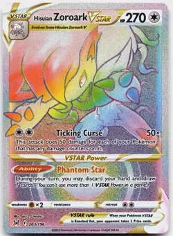 Hisuian Zoroark VSTAR 203/196 Rainbow Rare Lost Origin Pokemon Near Mint - Image 1