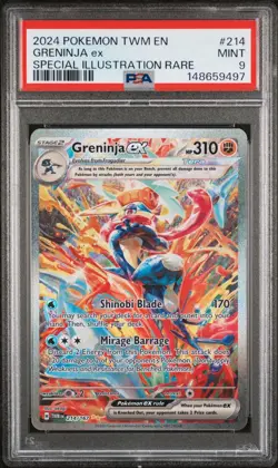 PSA 9 MINT 2024 POKEMON TWM EN GRENINJA ex #214 SPECIAL ILLUSTRATION RARE - Image 1
