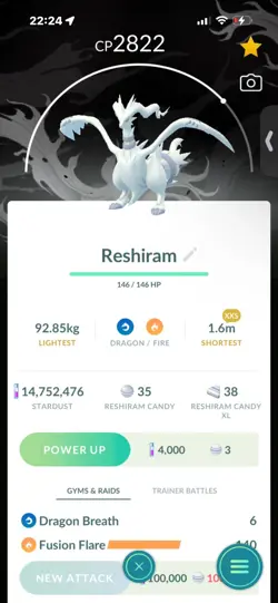 Pokemon Go Legendary Reshiram ( XXS) ( Normal ) ( Background ) - Image 1