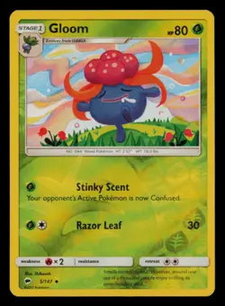 Gloom 5/147 Uncommon Burning Shadows Pokemon Reverse Holo Near Mint - Image 1