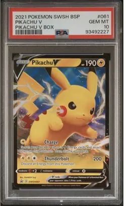 2021 POKEMON SWSH BLACK STAR PROMO PIKACHU V BOX #061 PIKACHU V PSA 10 - Image 1