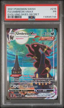 Pokemon Evolving Skies Umbreon VMAX 215/203 Secret Rare PSA 1 (POP 59) - Image 1