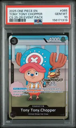 2025 ONE PIECE CHAMPIONSHIP 2025-26 EVENT PACK #065 TONY TONY CHOPPER PSA 10 - Image 1