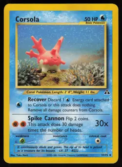 Corsola 37/75 Neo Discovery Yuka Morii Clay ArtPokemon TCG Card - Image 1