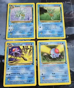 Fossil -Seadra, Horsea, Tentacruel, Tentacool Card Lot Water Reg Pokemon Vintage - Image 1