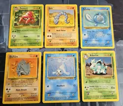 Base Set 2 Card Lot Parasect, Onix, Poliwag, Rhyhorn, Seel Pokemon Vintage - HP - Image 1