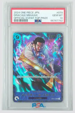 2024 ONE PIECE DRACULE MIHAWK OFFICIAL EVENT TOP PRIZE OP01-070 SR 1 PSA 10 - Image 1
