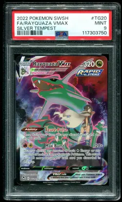 PSA 9 Rayquaza VMAX Full Art Silver Tempest 2022 Pokemon Card #TG20 - Image 1
