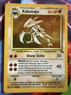Pokemon Kabutops 9/62 Fossil Holo LP - Image 1