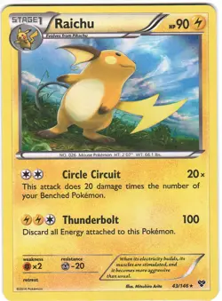 Raichu 43/146 Holo R XY Pokemon Holo LP - Image 1